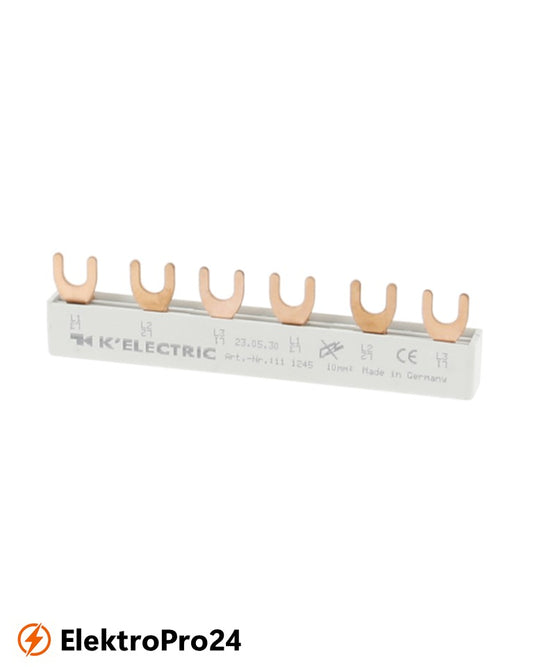 Phasenschienen Gabel Verdrahtungsschiene 3-polig, 10mm², 6TE  111245