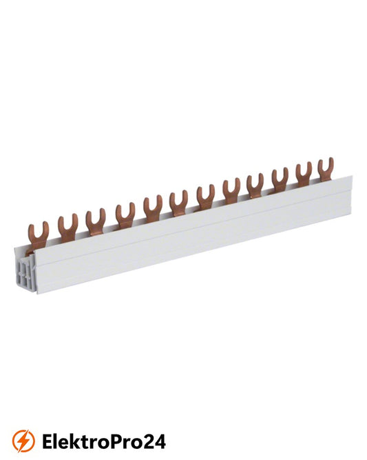 Hager Phasenschiene KDN363A/ Kammschiene, 3 polig, mit Gabelanschluss, 10mm², 63A, 12 Module
