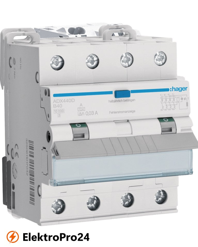 FI-LS Hager ADX440D 4P 10kA B-40A 30mA Typ A
