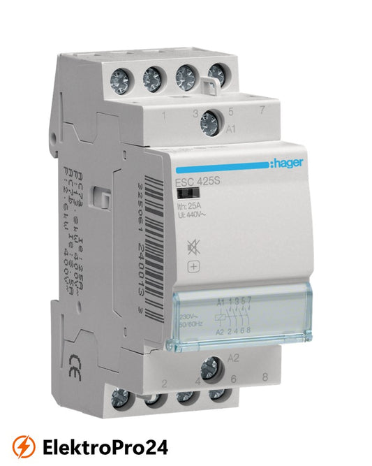 Schütz Hager ESC425S / Schaltschütz, Reiheneinbau, 25A, 4S, 230V AC brummfrei