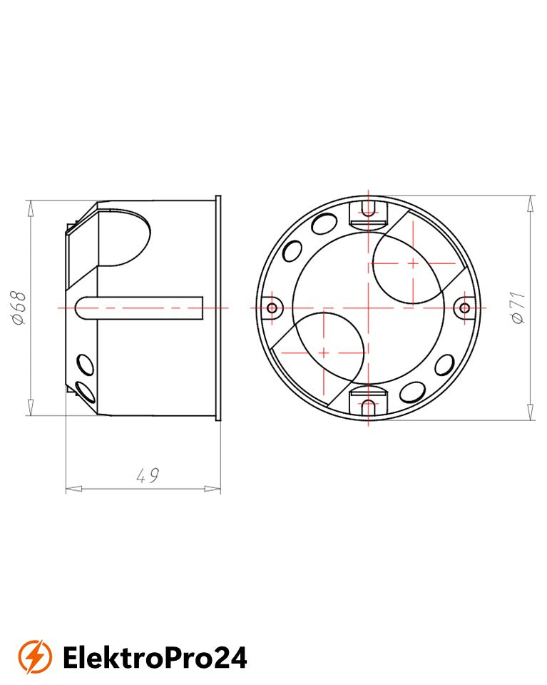Kaiser 9263-22 Hohlwand Gerätedose O-range ECON® 63 luftdicht mit Geräteschrauben Tiefe 48 mm VPE 25 Stück