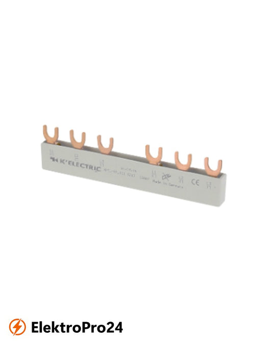 Phasenschienen Gabel Verdrahtungsschiene  3-polig 16mm², 6TE (2x3-pol) 111203
