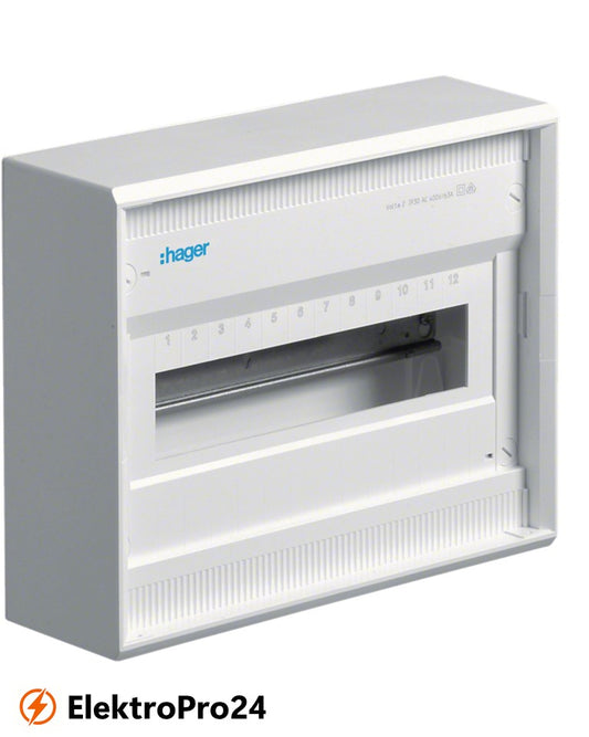 Hager Kleinverteiler VA12CN volta, Aufputz, 1x12 PLE, IP30, Schutzklasse II, ohne Tür