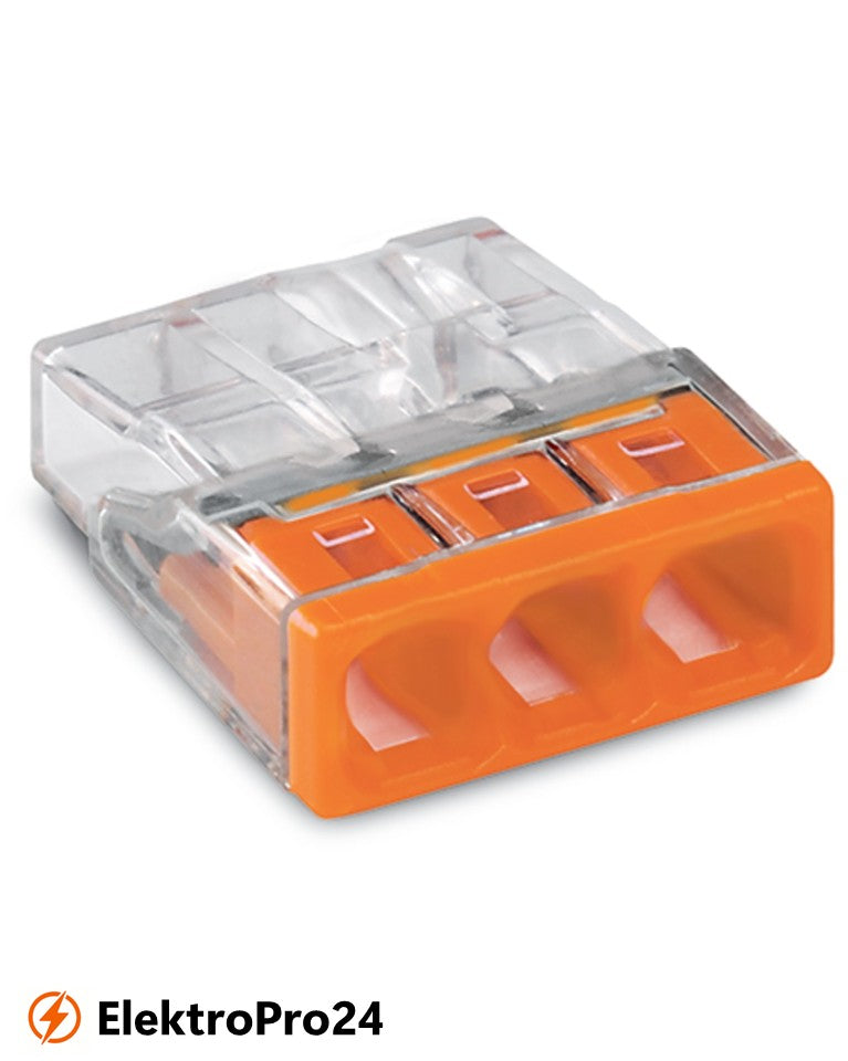 Wago 2273-203 COMPACT-Verbindungsdosenklemme für eindrähtige Leiter max. 2,5mm² transparent  VPE 100 Stück