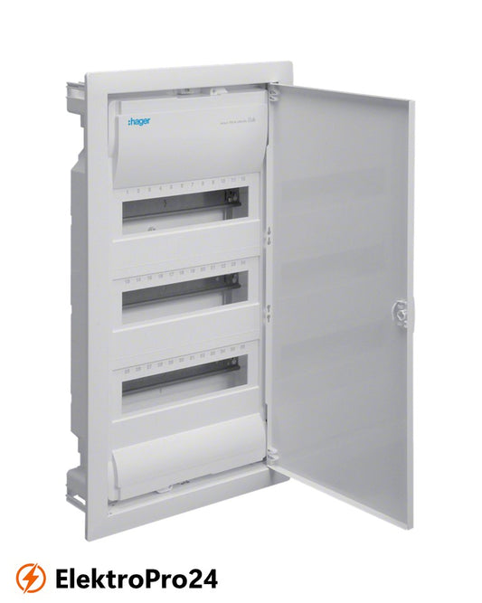 Hager Kleinverteiler VU36NC volta, Unterputz, 3x12 PLE, IP30, Schutzklasse II, Stahlblechtür