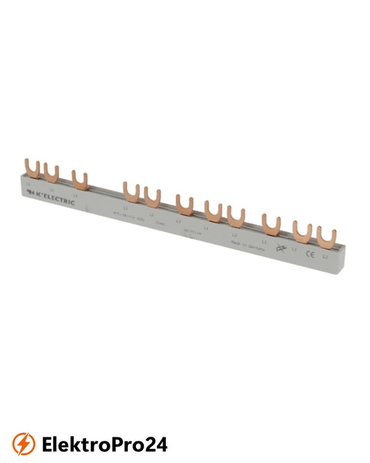 Phasenschienen Gabel Verdrahtungsschiene 3-polig, 10mm², 11TE, 4.pol.FI (N rechts) + 8xLS, 111251